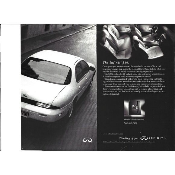 Infiniti J30 Lexus Car ADVERT 1990s Vintage Print Ad 2 PAGE - Picture 3 of 4